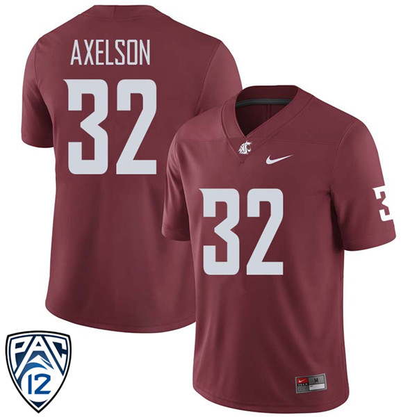 Men #32 Dylan Axelson Washington State Cougars College Football Jerseys Sale-Crimson